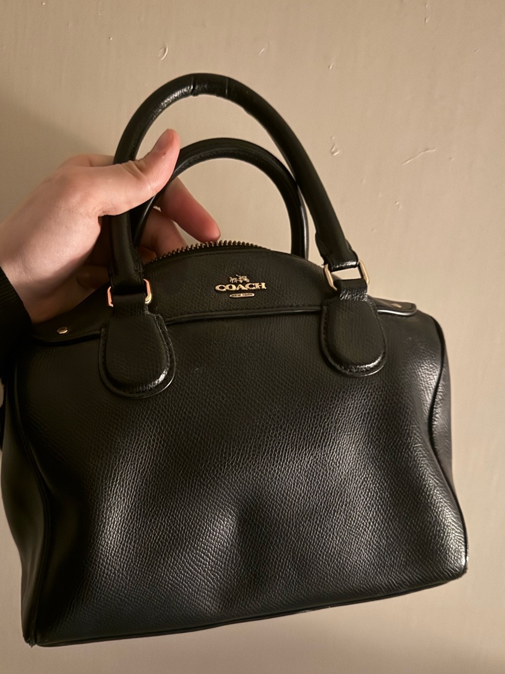 Coach Black Pebbled Leather Mini Satchel with Gold Hardware
